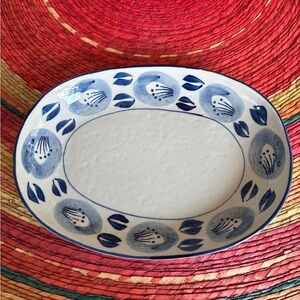 Blue and White Oval Ceramic Platter